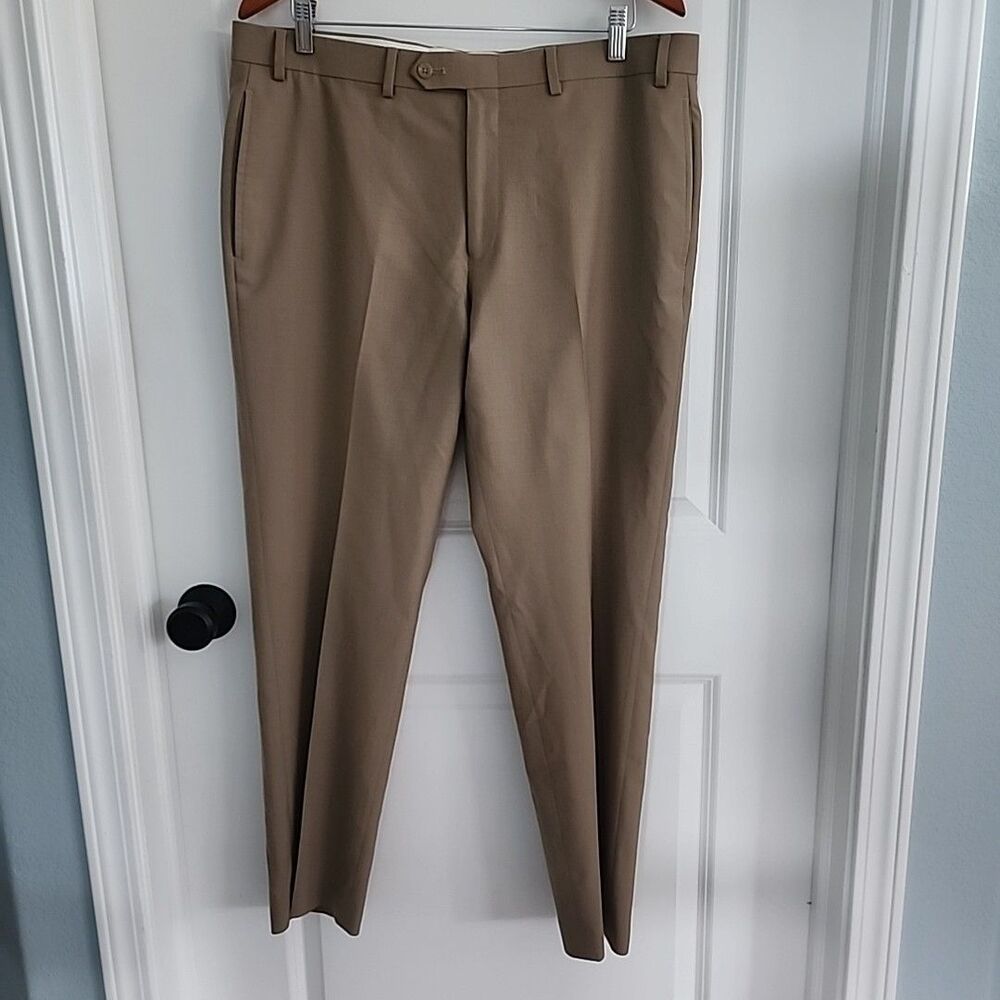 Lauren Ralph Lauren 100% Wool Total Comfort Dress Pants Size 36x30 Tan Pleated